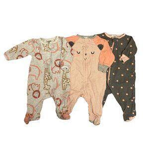 Lot Of Newborn Baby Girl Sleepers 3 Pieces